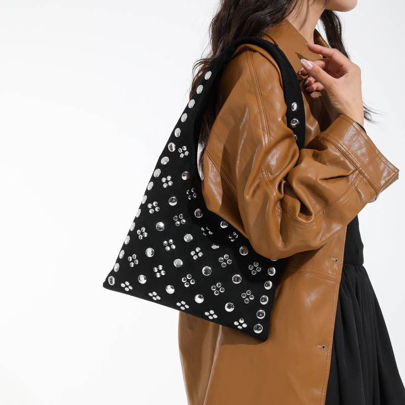 Wholesale Bag Polka Dot Rivet Underarm Bag Retro Portable Bucket Women' s Bag