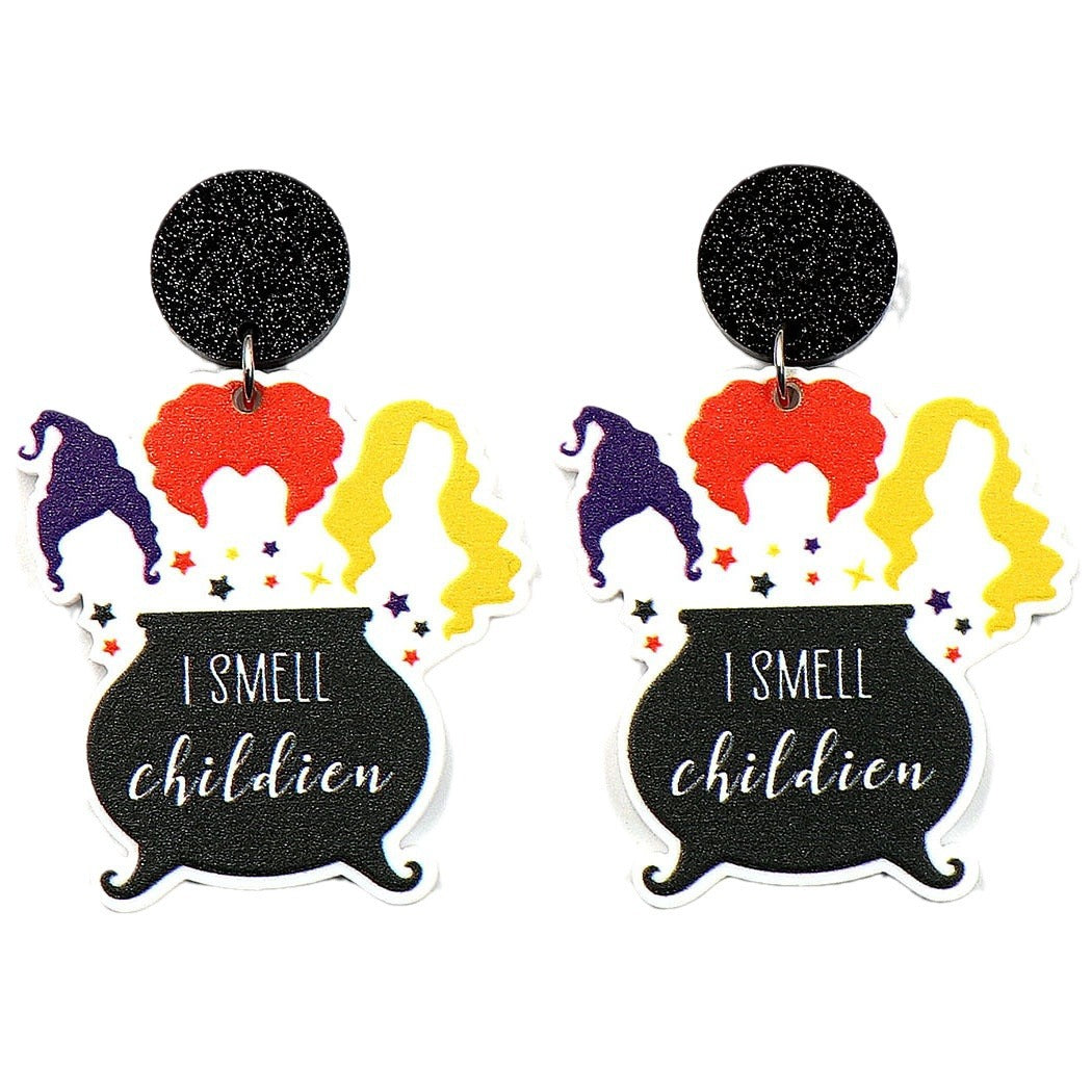 Wholesale New Halloween Witch Magic Pot Earrings Acrylic Jewelry