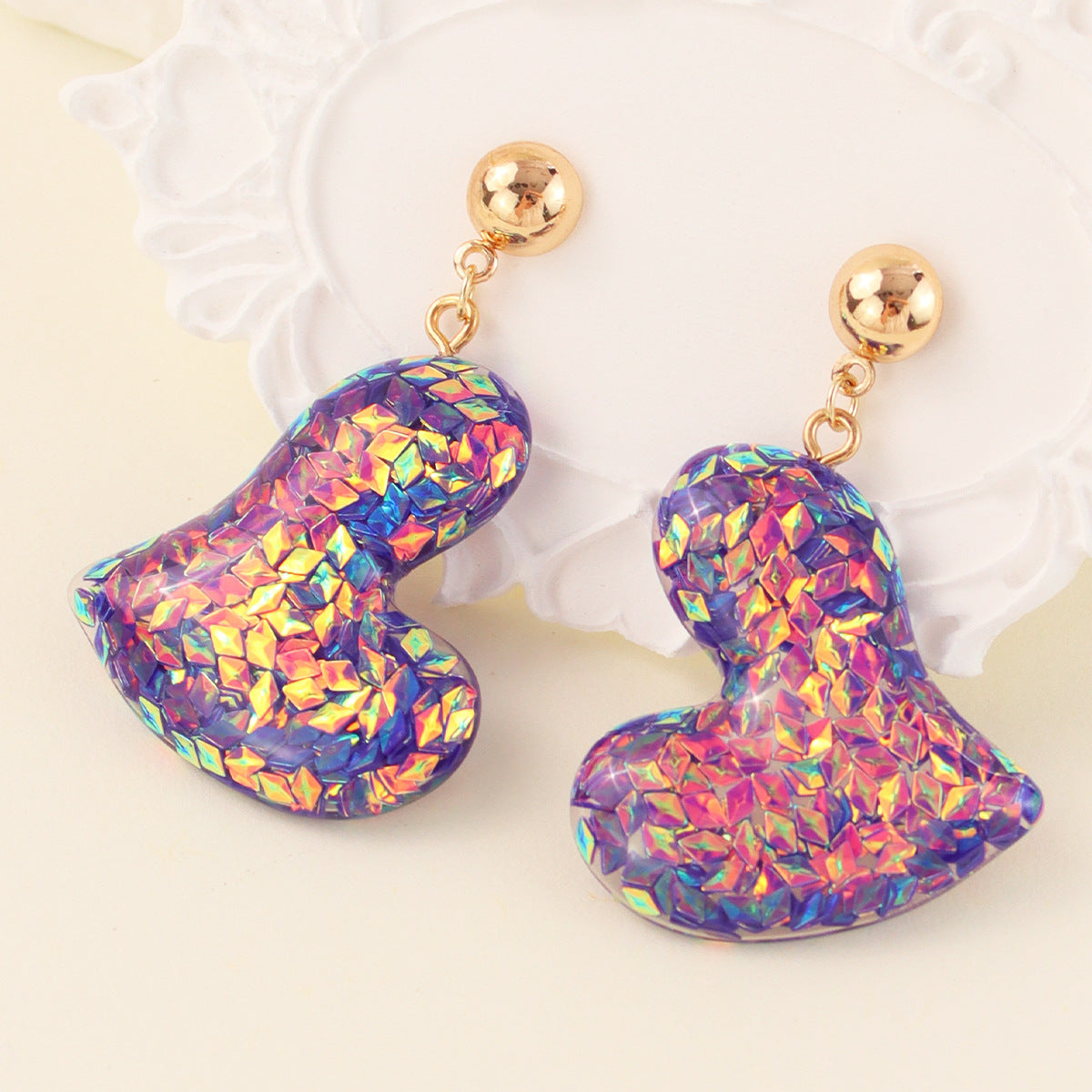 Wholesale Valentine's Day Resin Colorful Heart Earrings