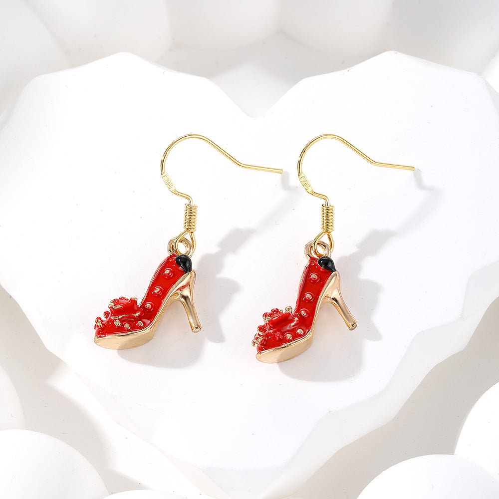 Wholesale 3D Cartoon Guard Boots Alloy Oil Drop Earrings