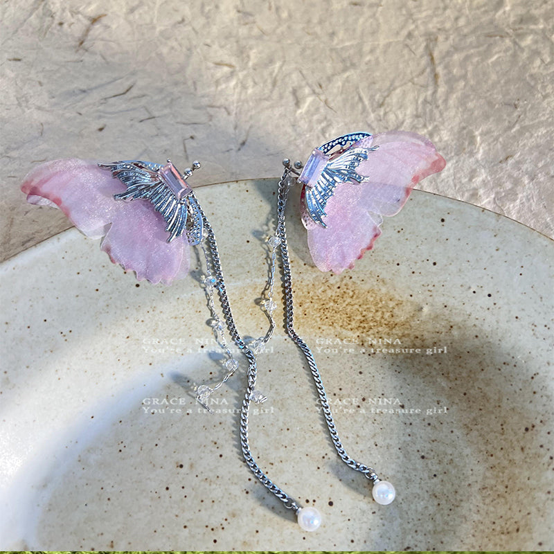 Wholesale Butterfly Tassel Alloy/silver Plated/gold Plated Earrings