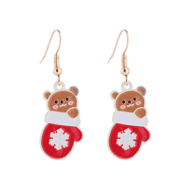 Wholesale Cartoon Santa Claus Snowman Bells Snowflake Christmas Earrings