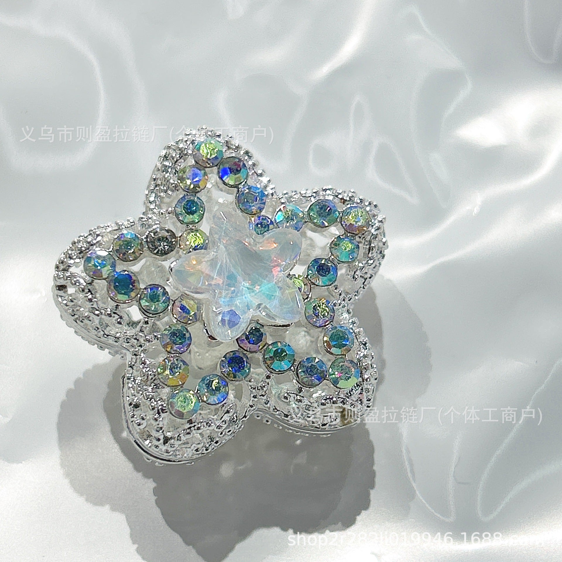 Wholesale 10pcs with Diamond Zircon Pentagram Vertical Hole Irregular Double-sided Diamond Pentagram Beads