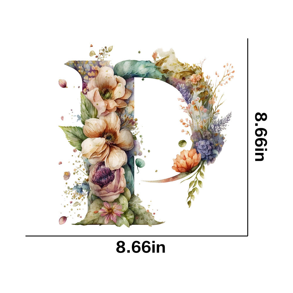 Wholesale 26 letter flower branches and leaves UV DTF Ready to Press Transfers Wraps