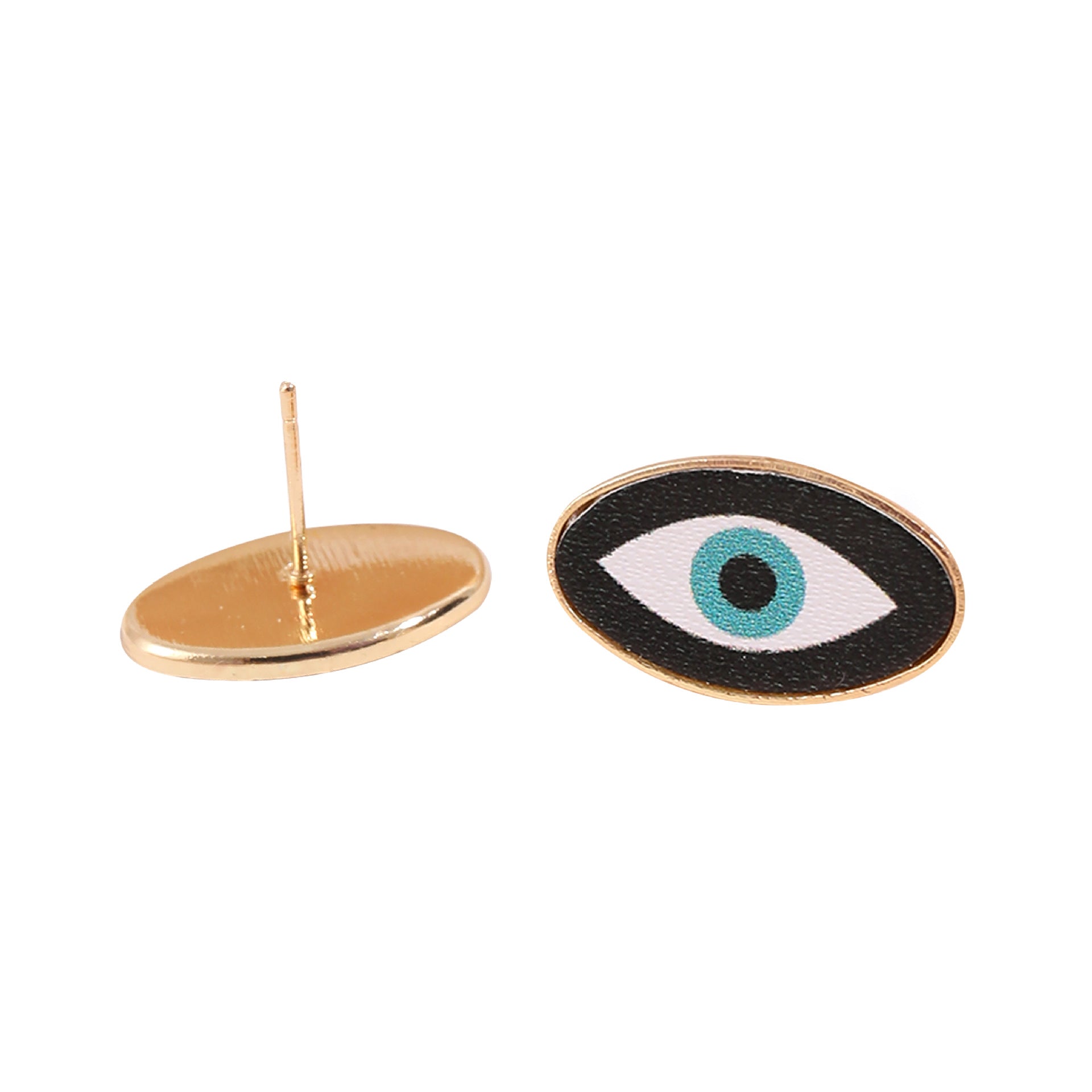 Wholesale Devil Eye Oval Stud Earrings Leather PU Earrings