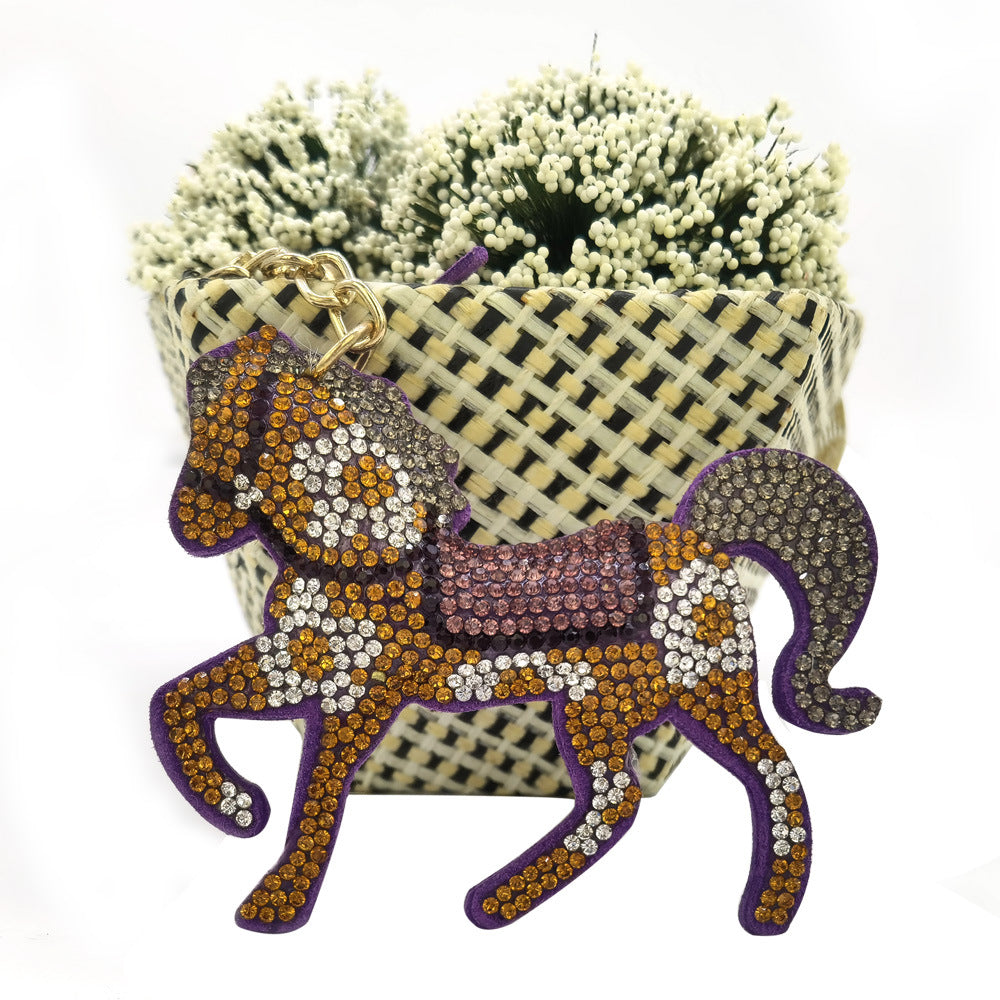 Wholesale 4pcs cartoon pendant hot drill pony creative keychain