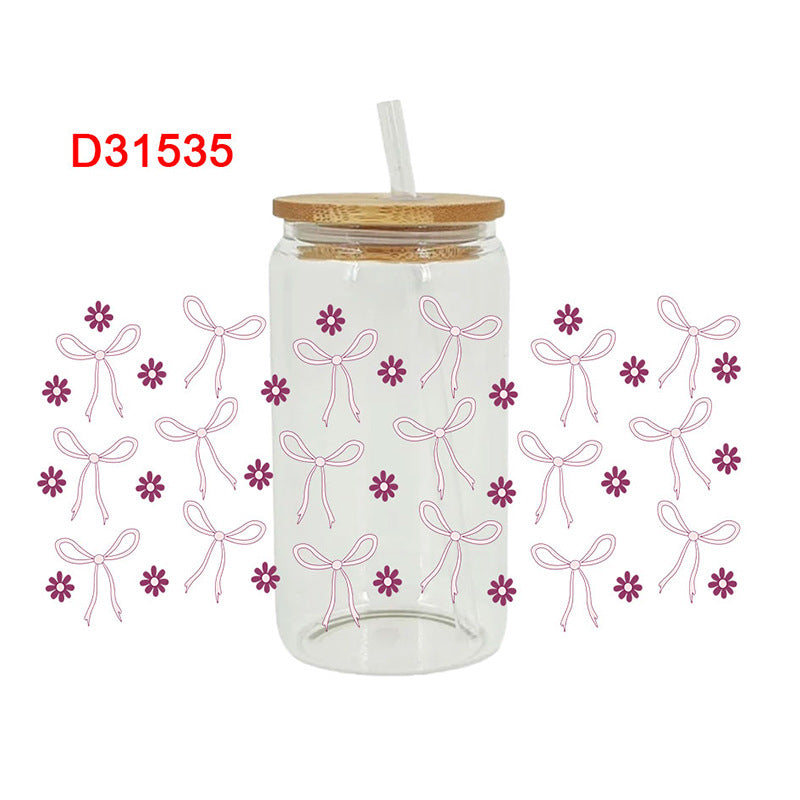 Wholesale colorful bow  16oz Cup UV DTF Wraps
