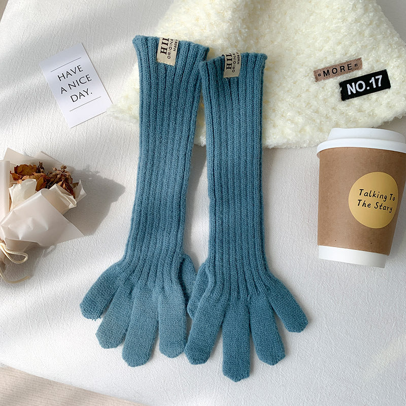 Wholesale Long Knitted Wool Cute Finger Touch Screen Gloves