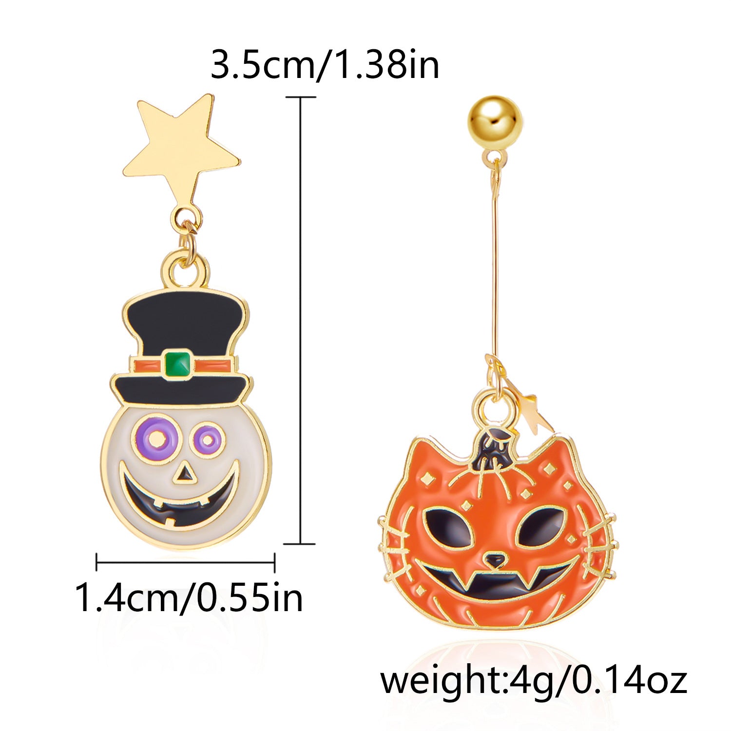 Wholesale Halloween Asymmetrical Pumpkin Ghost Earrings