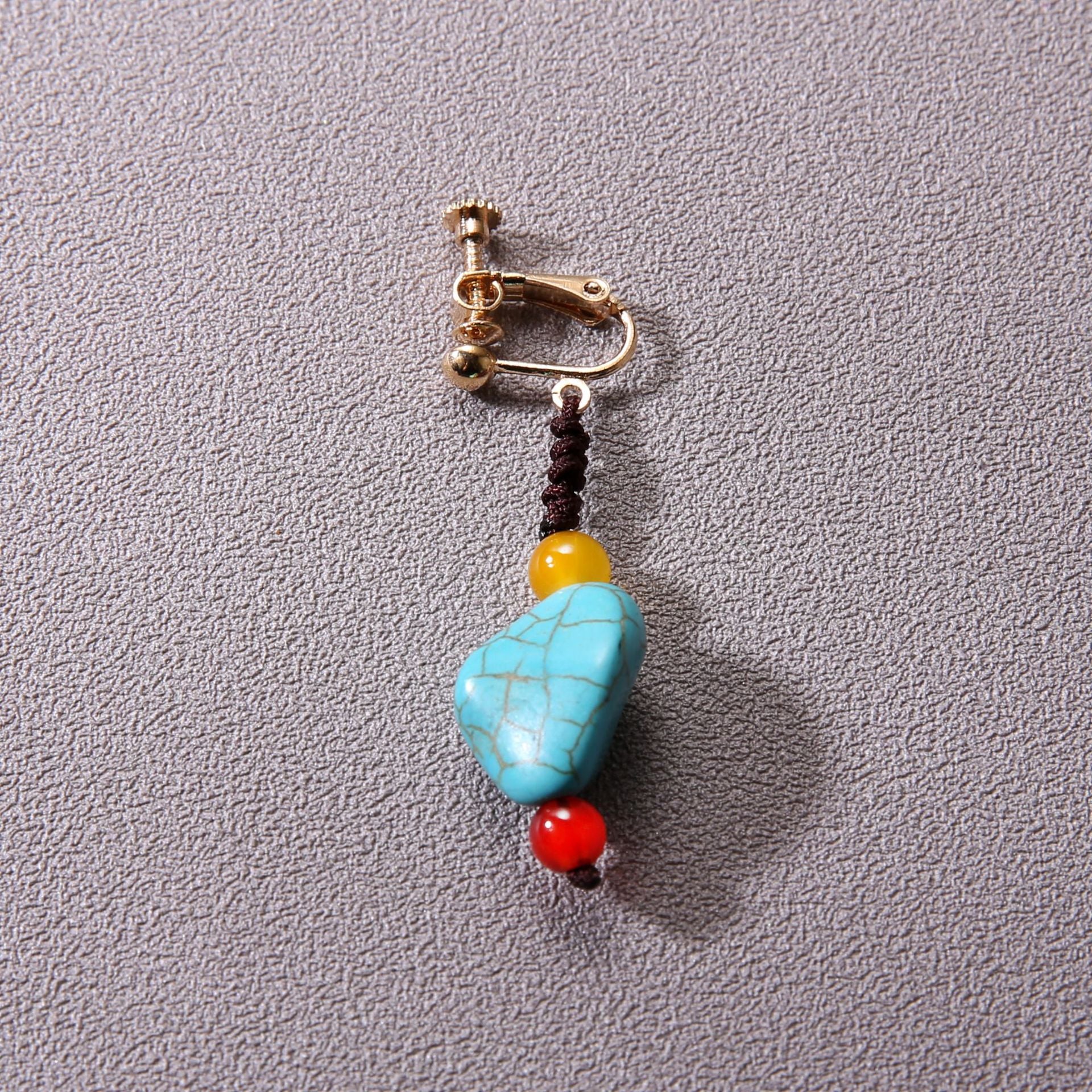 Wholesale Single Imitation Turquoise Ethnic Tibetan Ear Clip