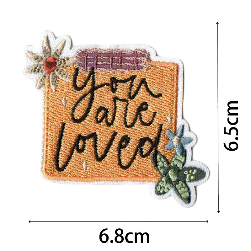 Wholesale Bohemian embroidered fabric patch with positive energy quotes for bags  DIY Patches
