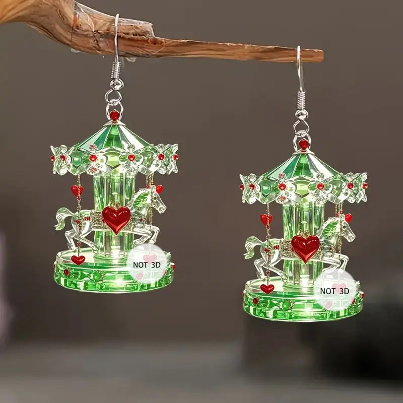 Wholesale Crystal Carousel Valentine' s Day Acrylic Earrings