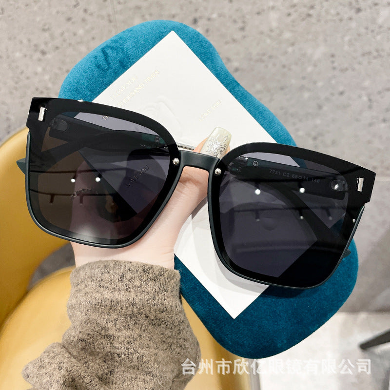 Wholesale  Square Large Frame Light Luxury High-Level Polarized Women's Sunglasses Chattering Anchor Cyber Celebrity Sunglasses