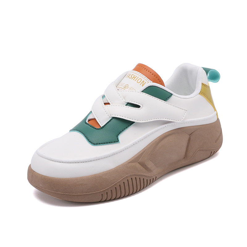 Wholesale 2023 Casual Thick Sole Increased Synthetic Leather Flat Casual Shoes