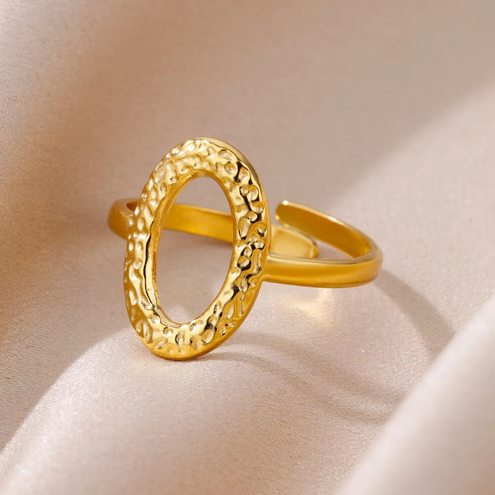 Wholesale stainless steel geometric ring niche design adjustable ring