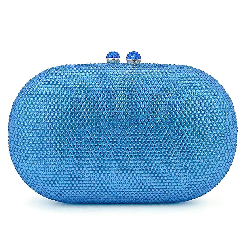 Wholesale Crystal Glitter Blue Clutch Bag