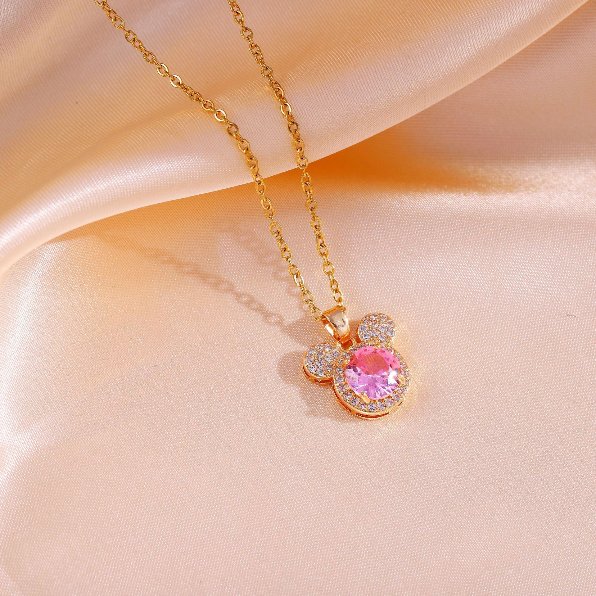 Wholesale Titanium Steel Full Diamond Cute Crystal Collarbone Necklace