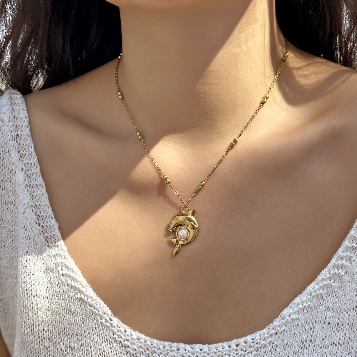 Wholesale Stainless Steel Ocean Series Necklace