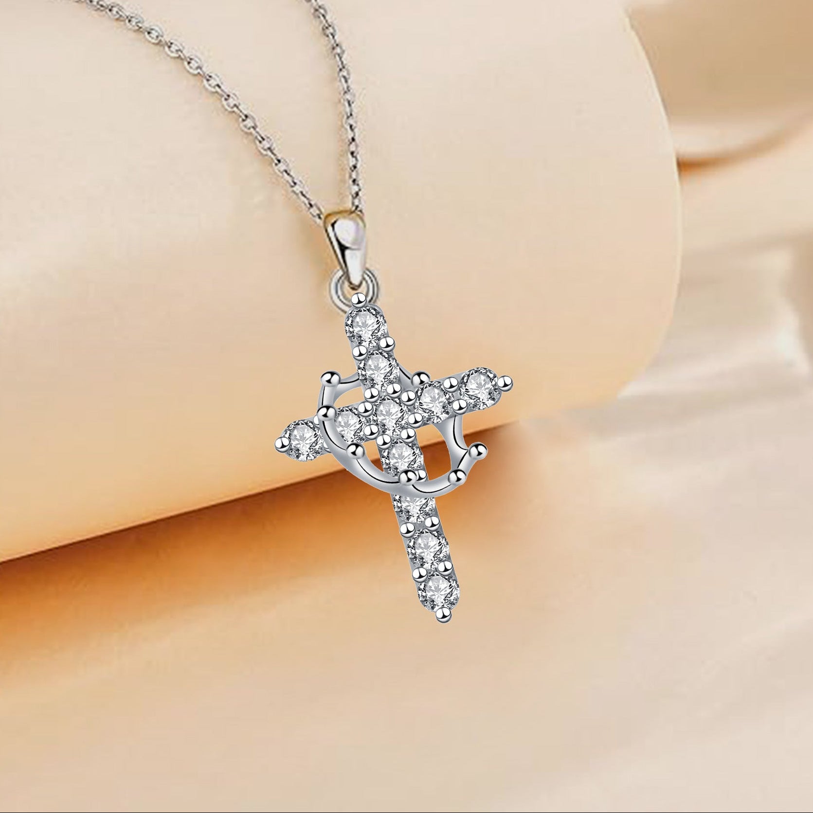 Wholesale Crown Cross Necklace Multi-Color Jewelry