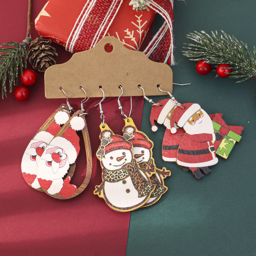 Wholesale Christmas painted wooden  earrings