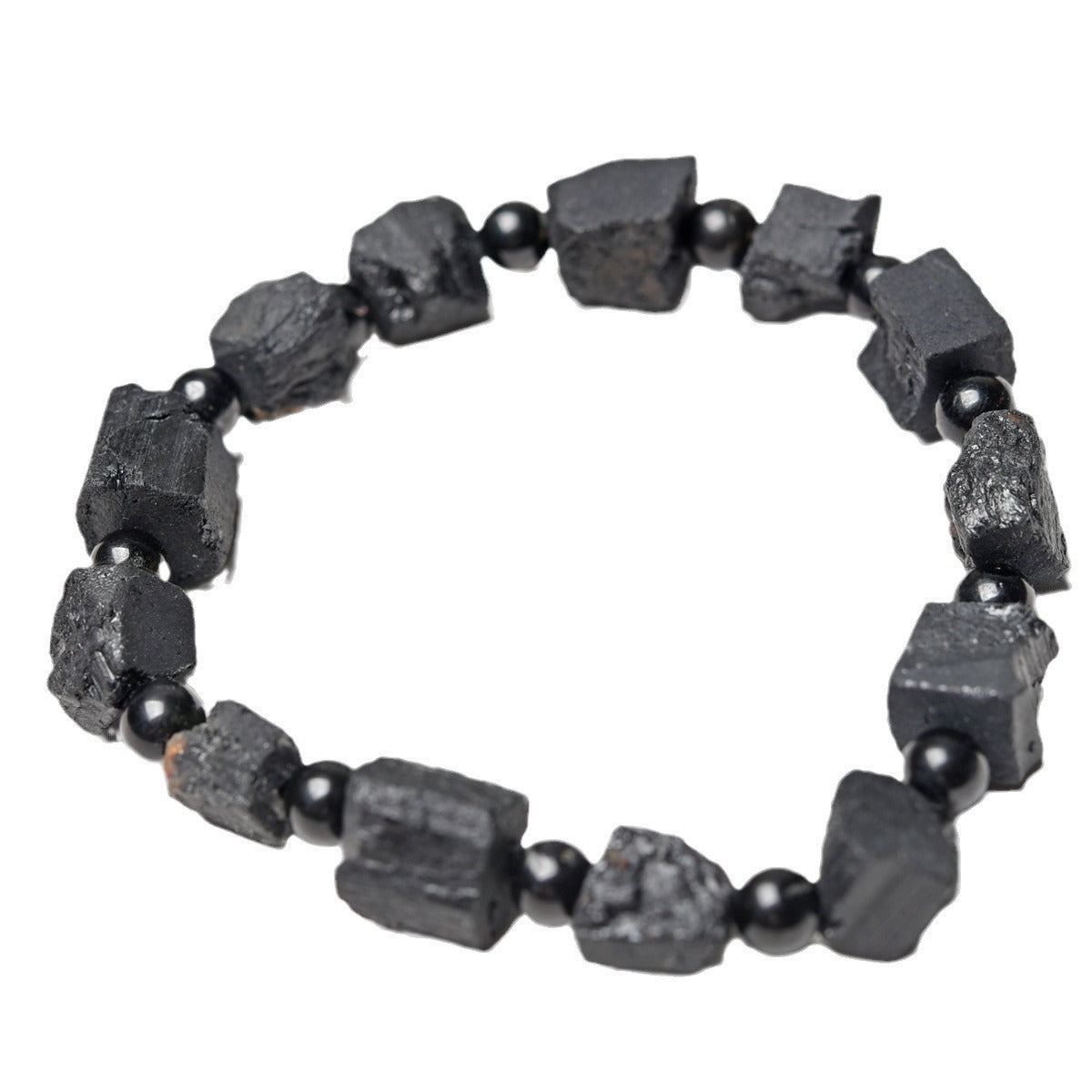 Wholesale Natural tourmaline crystal black tourmaline rough stone frosted single loop bracelet