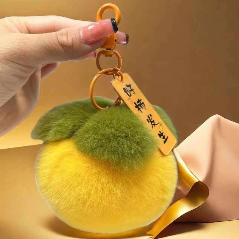 Wholesale Plush Cherry Car Pom Pom  Keychain