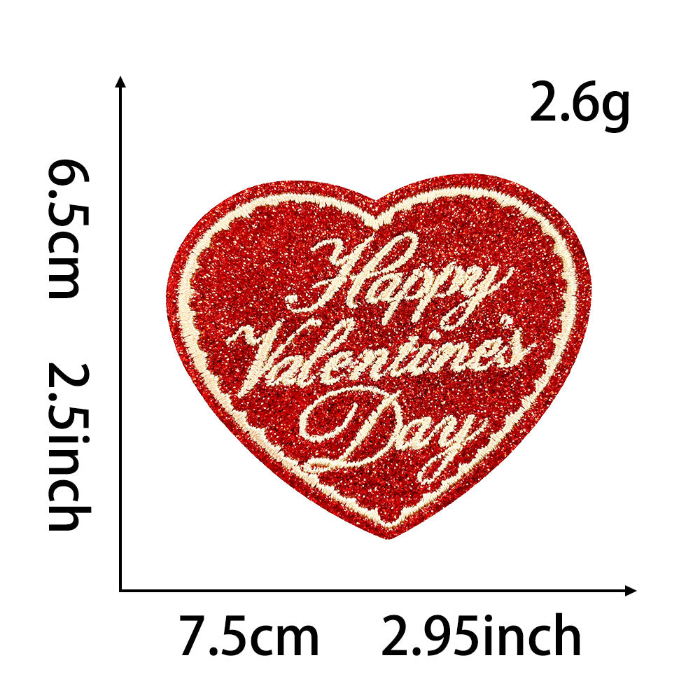 Wholesale Polyester Embroidered Iron On Patch Valentine Hearts Cherries Bow XOXO Everyday Use For Coats Bags