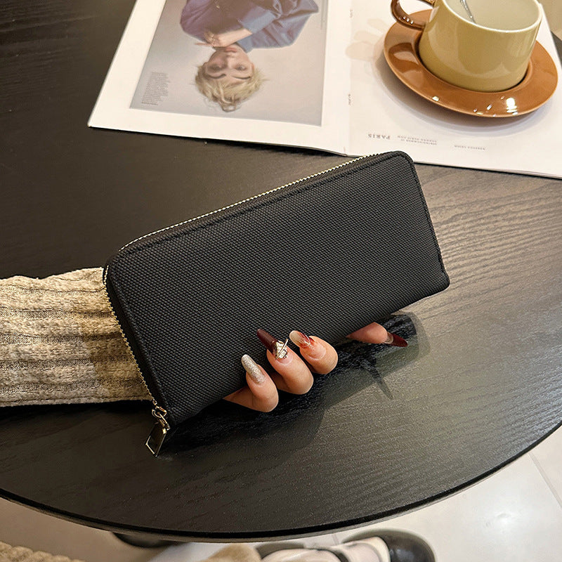 Wholesale Long Simple Zipper Canvas Wallet