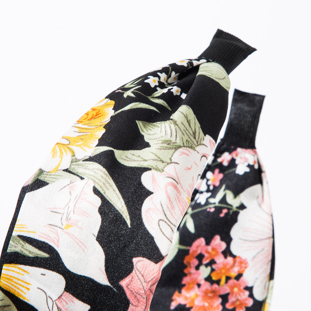 Wholesale Bohemian style headband wide edge flower fabric headband