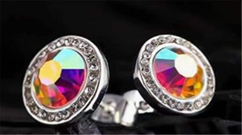 Wholesale Single round diamond set with zircon earrings