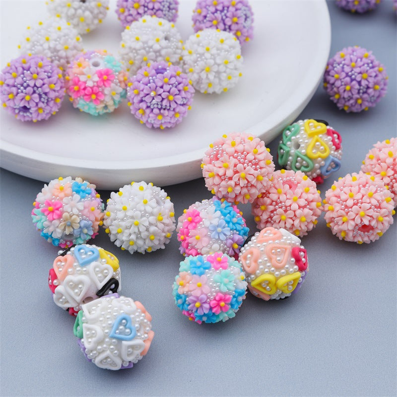 Wholesale 10pcs Pearl Flower bayberry Ball Diamond Ball Acrylic Beads