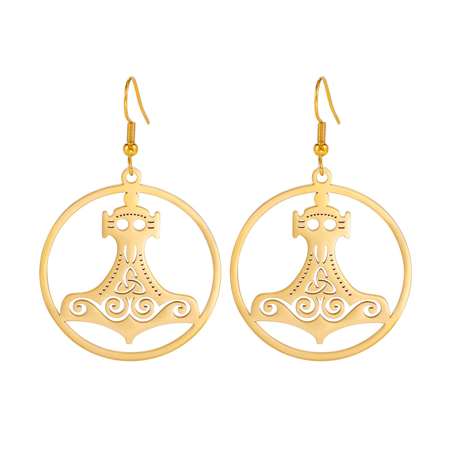 Wholesale Titanium Steel Cut Ring Hollow Earrings