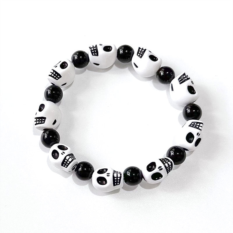Wholesale Red Beaded Skeleton Head Acrylic Bracelet