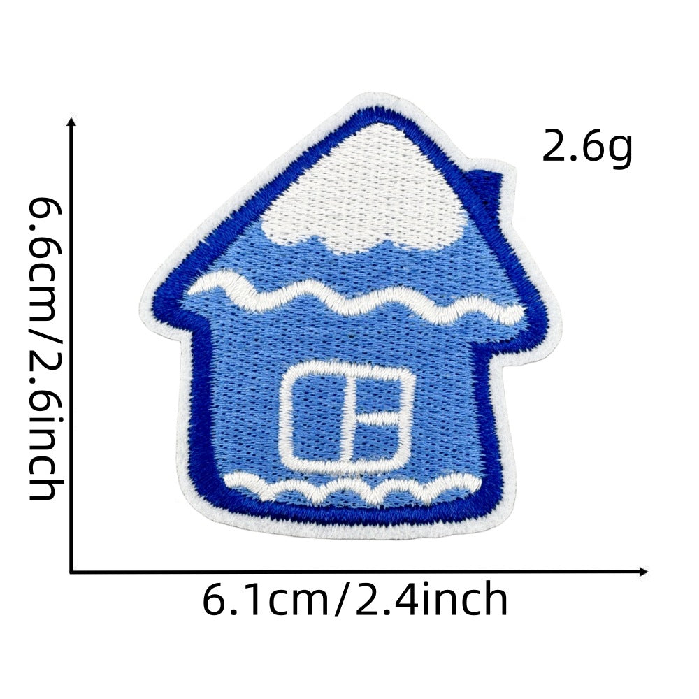 Wholesale Chic Blue Doodle Christmas Embroidery Patches Clothing Applique Stickers DIY Fashion Accessory Gift