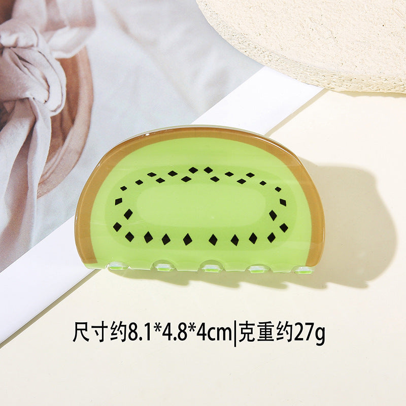 Wholesale PVC Korean Style Fruit Hair Clips Cute Lemon Strawberry Claw Clip For Everyday Styling Gift
