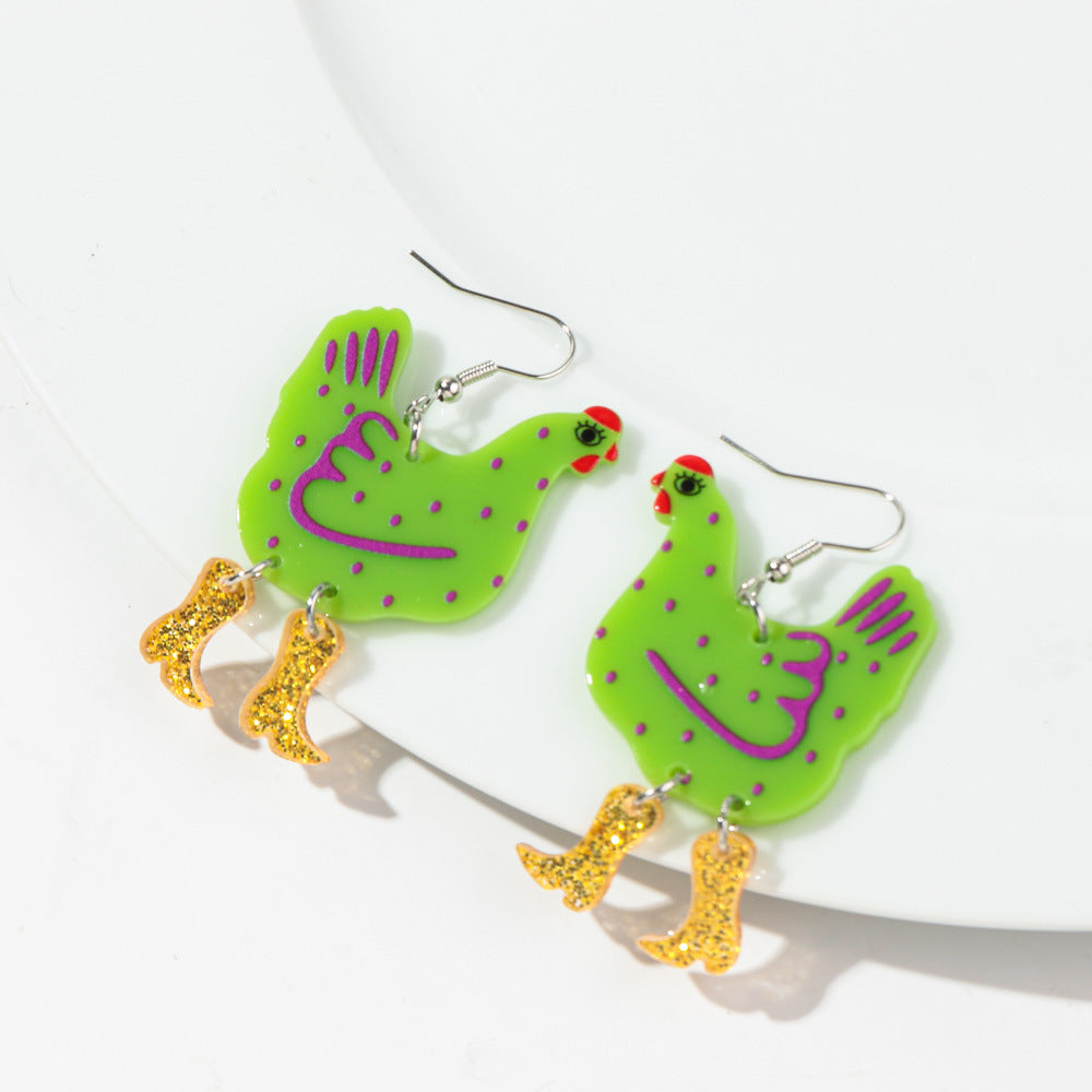 Wholesale Christmas Chicken Bell Acrylic Earrings