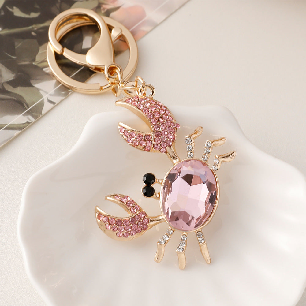 Wholesale Diamond-encrusted Metal Small Crab Stand Key Chain