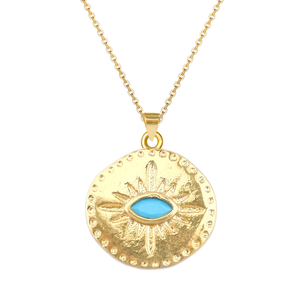 Wholesale Gold Plated Evil Eye Pendant Necklace European Fashion Style Jewelry Accessory For Everyday Gift