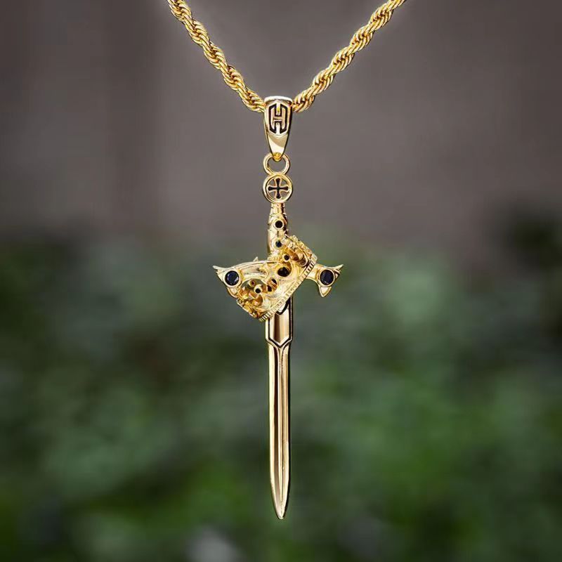 Wholesale Retro Stylish Goth Sword Pendant Necklace