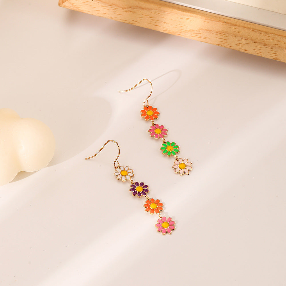 Wholesale Small Daisy Small Flower Color Alloy Earrings