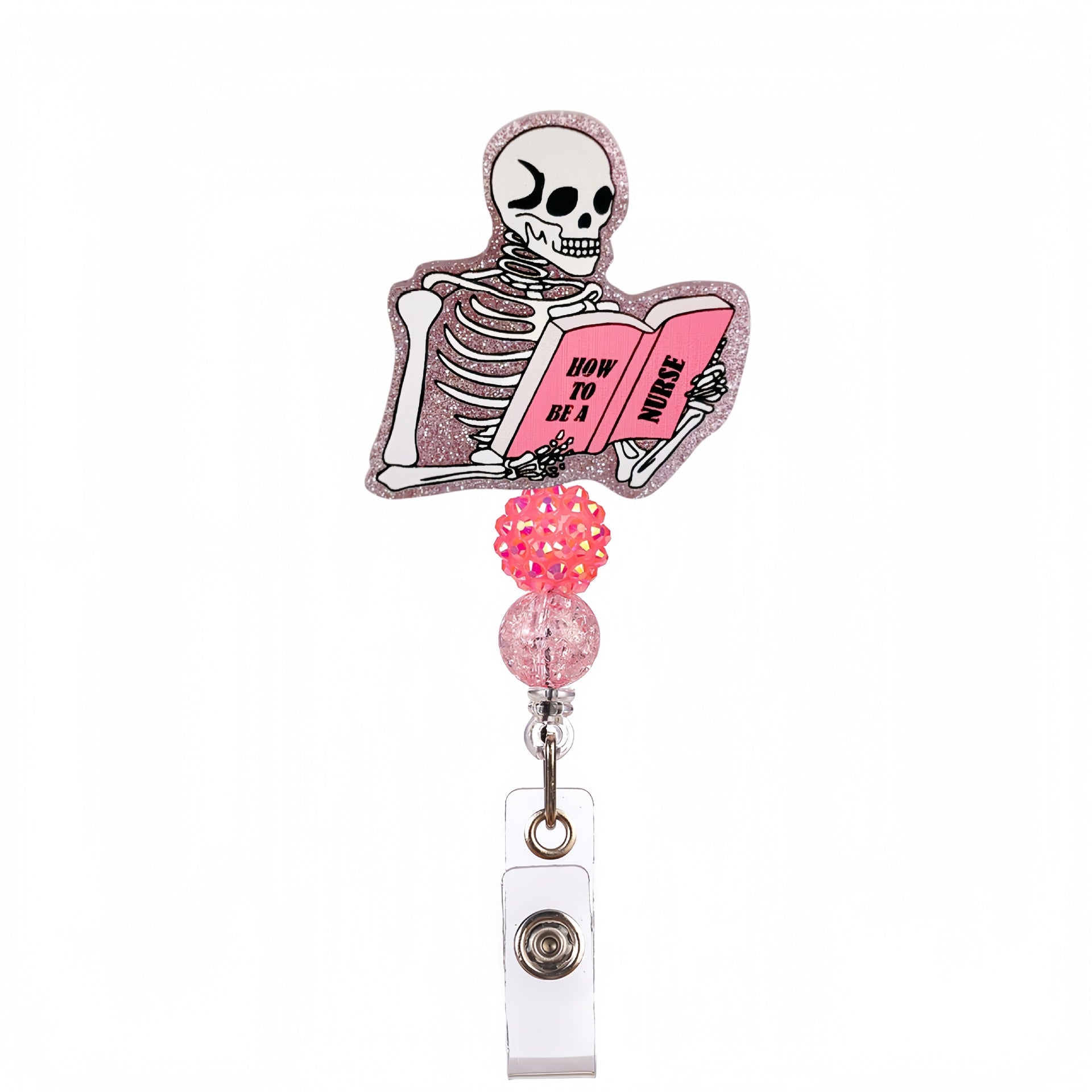 Wholesale acrylic glitter medical DIY beaded diamond ball bow Keychain