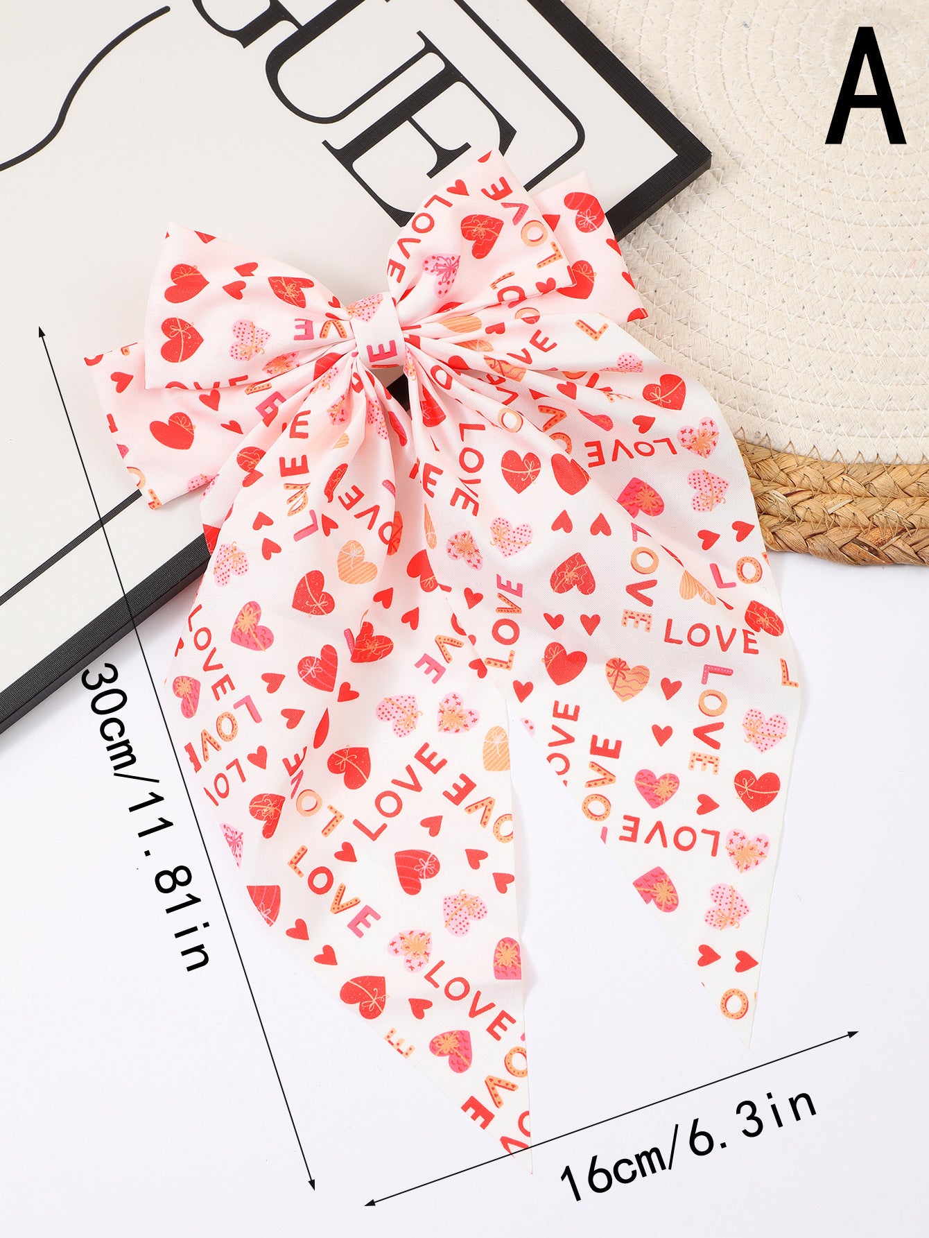 Wholesale valentine's day bow ribbon spring clip heart red lip printing hair clip hair accessories