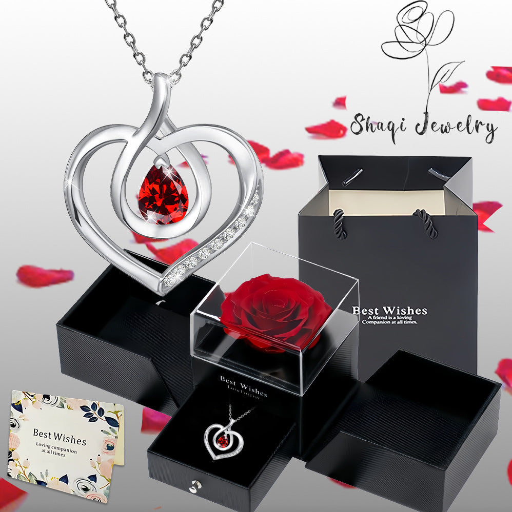 Wholesale Valentine' s Day zircon heart-shaped necklace