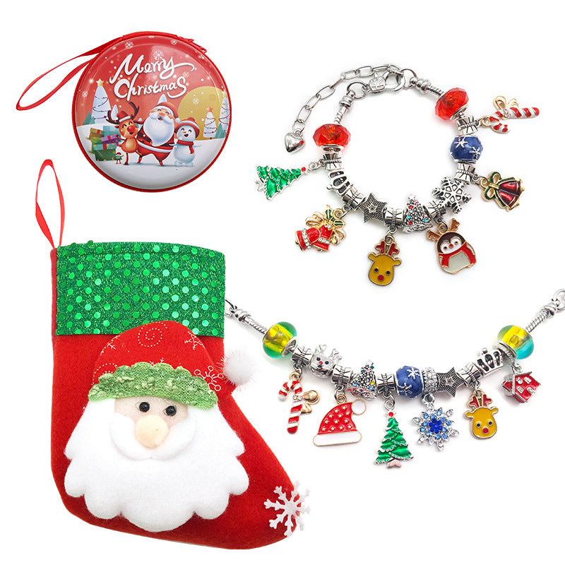 Wholesale 2PCS Christmas Stocking Silver Alloy Bracelet