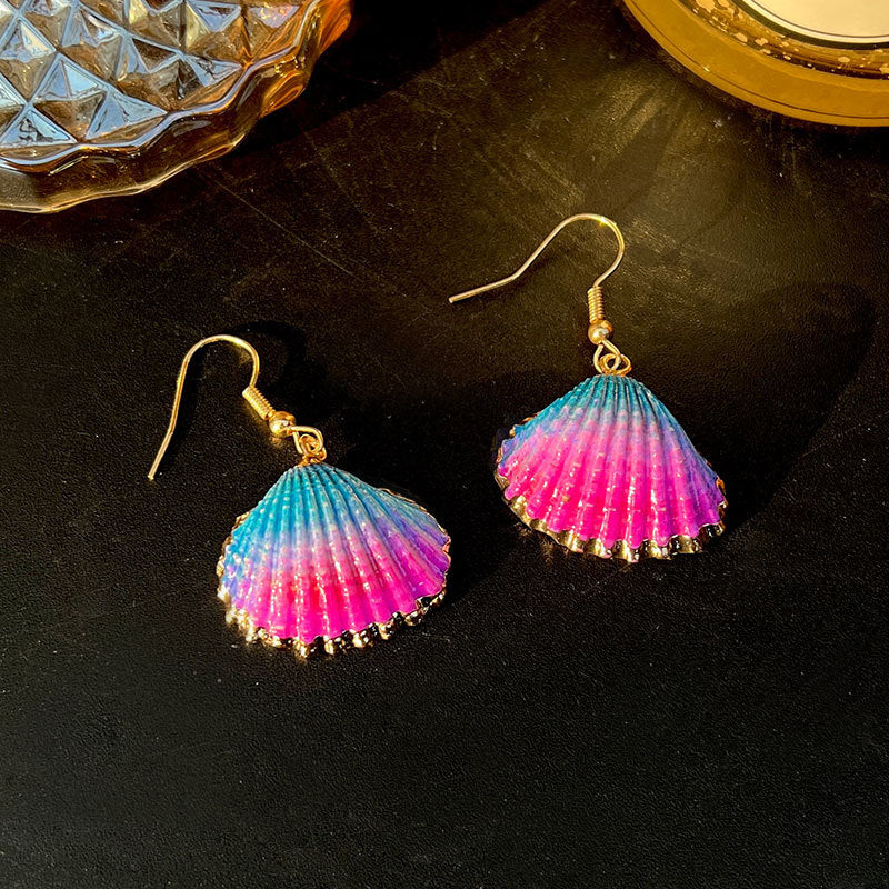 Wholesale ZA Alloy Colorful Shell Fashionable Exaggerated Personality Niche Earrings