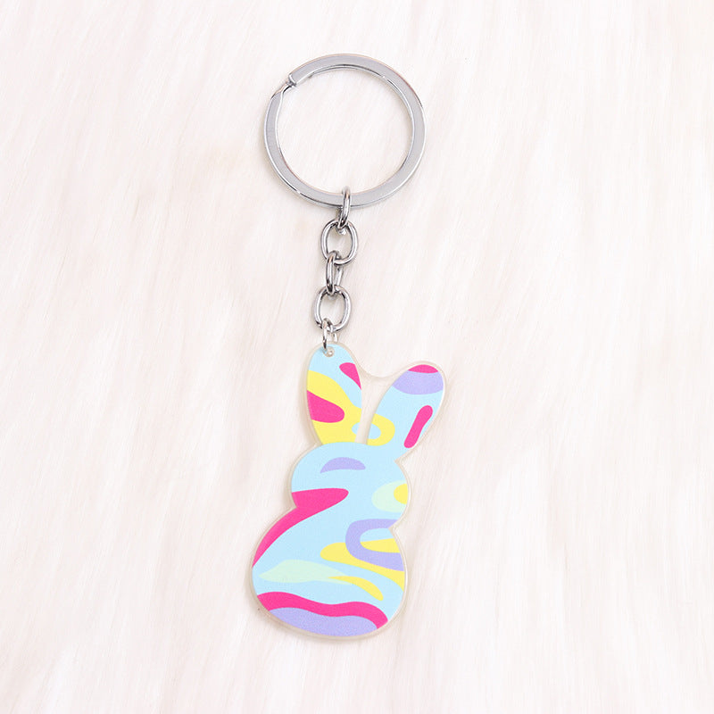 Wholesale Easter Rabbit Ear Easter Egg Metal Keychain