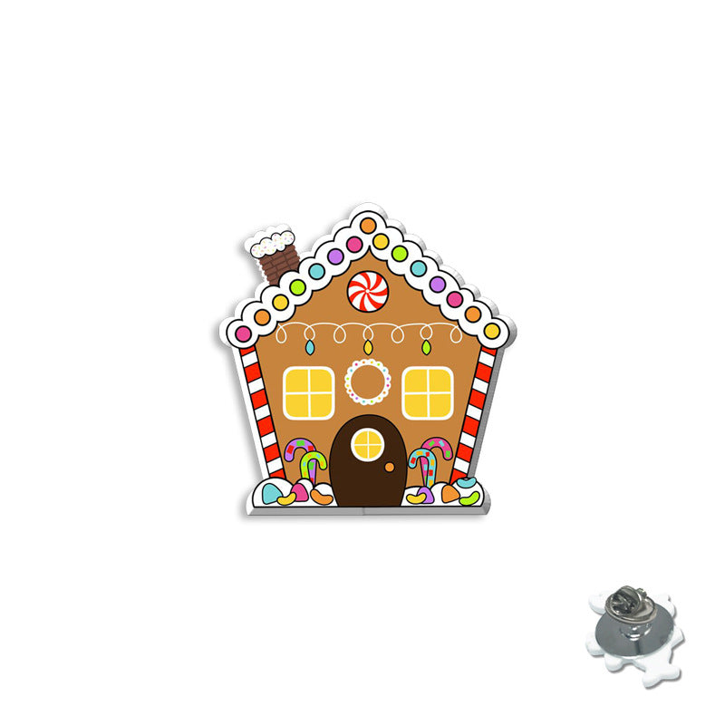 Wholesale Cartoon Christmas Series Brooches Christmas House Badges