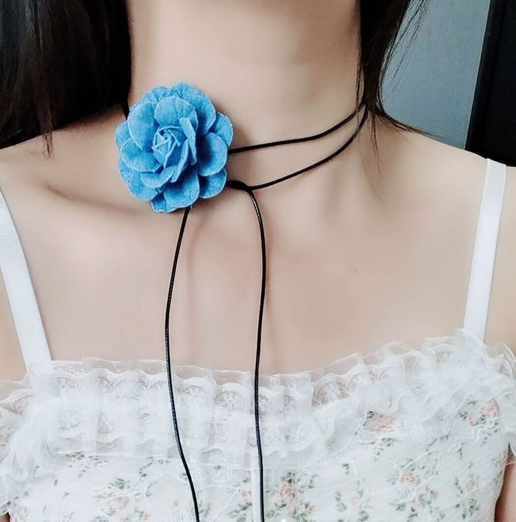 Wholesale Retro girl' s necklace with dark night rose and ns