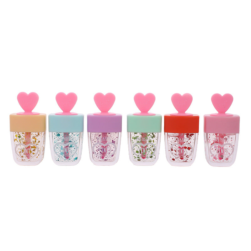 Wholesale 24pcs Cute Love Heart Cover Ice Cream Gold Foil Color Changing Lip Glaze