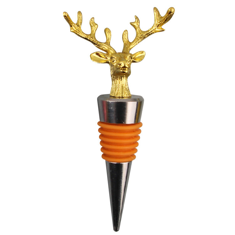 Wholesale DIY Golden Deer Head Zinc Alloy Red Wine Bottles